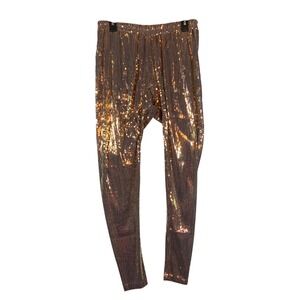 Nazila Couture size Medium Iridescent Sequin Leggings Bronze Sparkle Pants